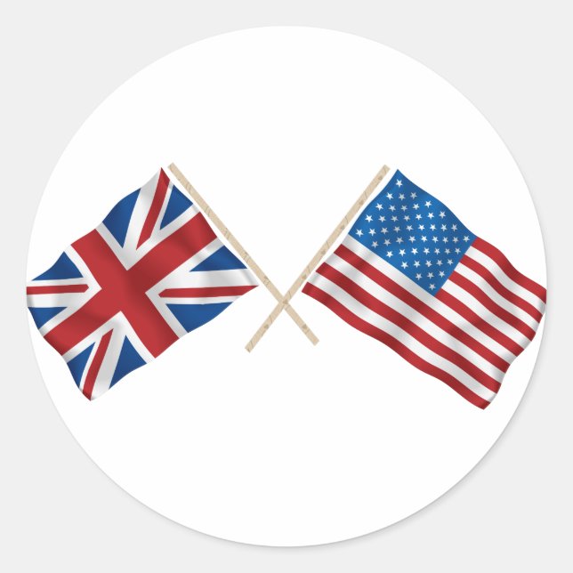 Sticker Rond Drapeau britannique et américain (Devant)