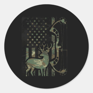 Sticker Rond Drapeau Camo Américain Chasse Buck Hommes Résurve