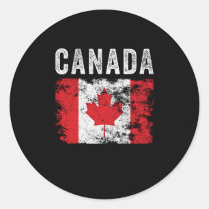 Sticker Rond Drapeau canadien en détresse - Drapeau canadien