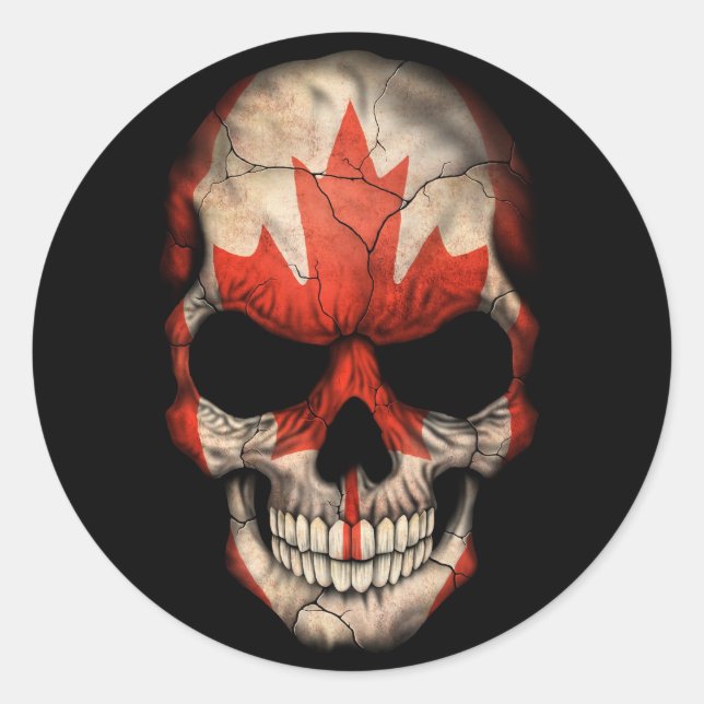 Sticker Rond Drapeau canadien en noir (Devant)