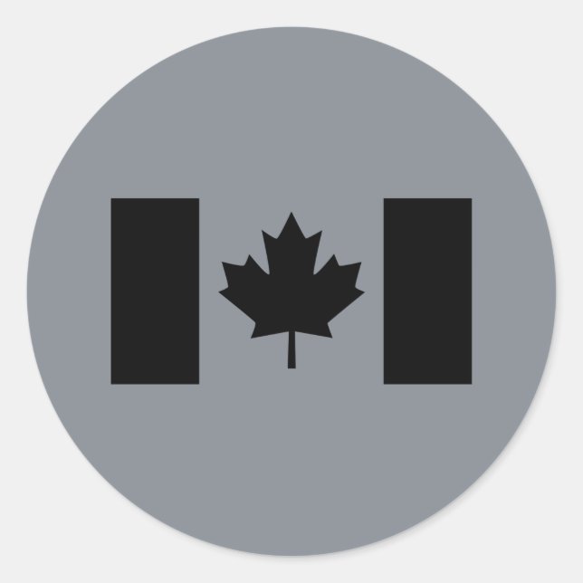 Sticker Rond Drapeau canadien en noir (Devant)