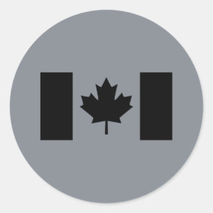 Sticker Rond Drapeau canadien en noir