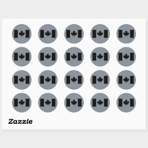 Sticker Rond Drapeau canadien en style noir