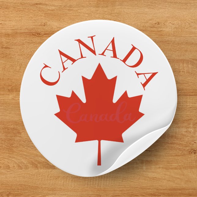 Sticker Rond Drapeau canadien rouge et blanc du Canada (Canada Red & White Canadian Flag Classic Round Sticker
)