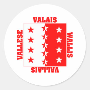Sticker Rond Drapeau canton Valais Suisse