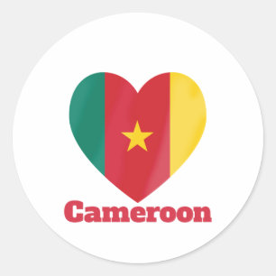 Sticker Rond Drapeau cardiaque du Cameroun