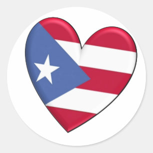 Sticker Rond Drapeau cardiaque Porto Rico