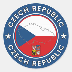 Sticker Rond Drapeau, carte et emblème de la République tchèque