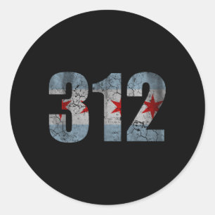 Sticker Rond Drapeau Chicago 312