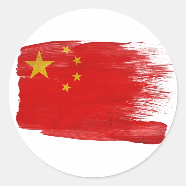Sticker Rond Drapeau chinois (Devant)