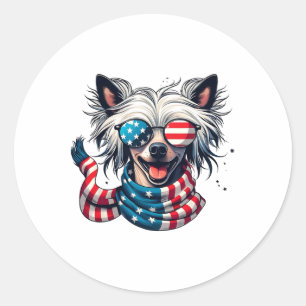 Sticker Rond Drapeau Chinois 4 juillet Patrioti
