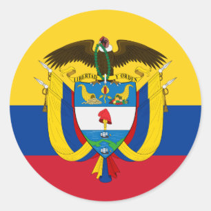 Sticker Rond Drapeau colombien et armoiries de la Colombie