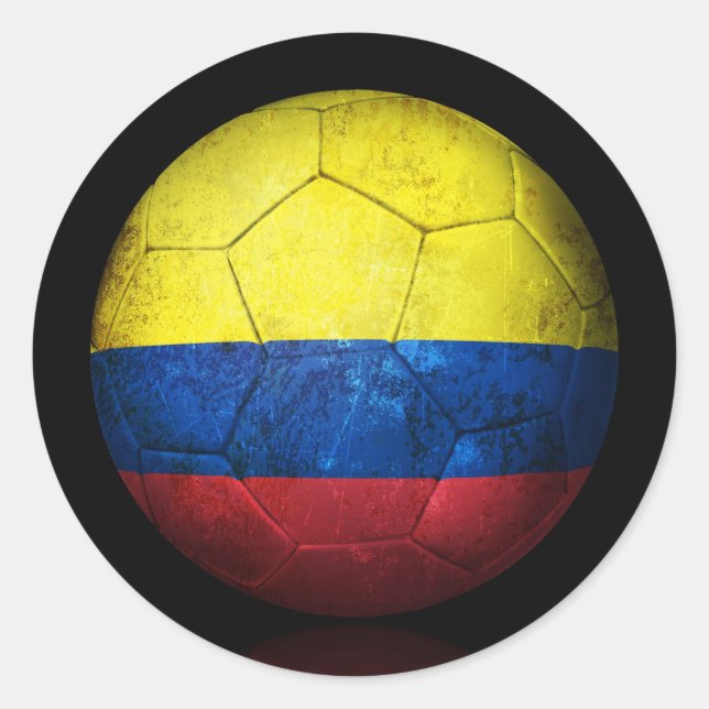 Sticker Rond Drapeau Colombien Porté Bal De Football (Devant)