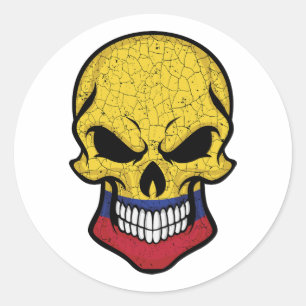 Sticker Rond Drapeau crâne souriant de Colombie