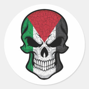 Sticker Rond Drapeau crâne souriant de Palestine
