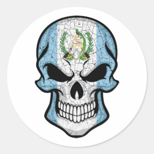 Sticker Rond Drapeau crâne souriant du Guatemala