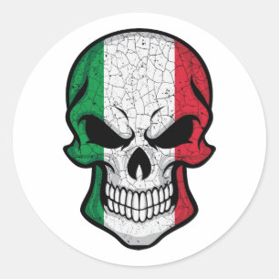 Sticker Rond Drapeau crâne souriant Italie