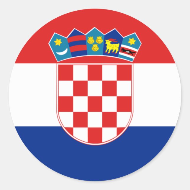 Sticker Rond Drapeau Croatie HR Hrvatska (Devant)