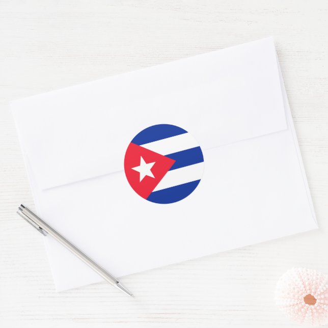 Sticker Rond Drapeau Cuba (Enveloppe)