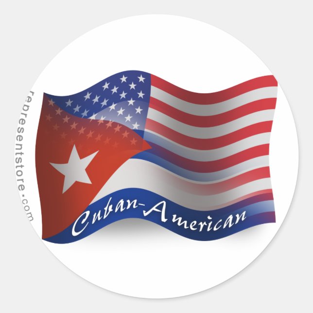 Sticker Rond Drapeau cubain-américain (Devant)