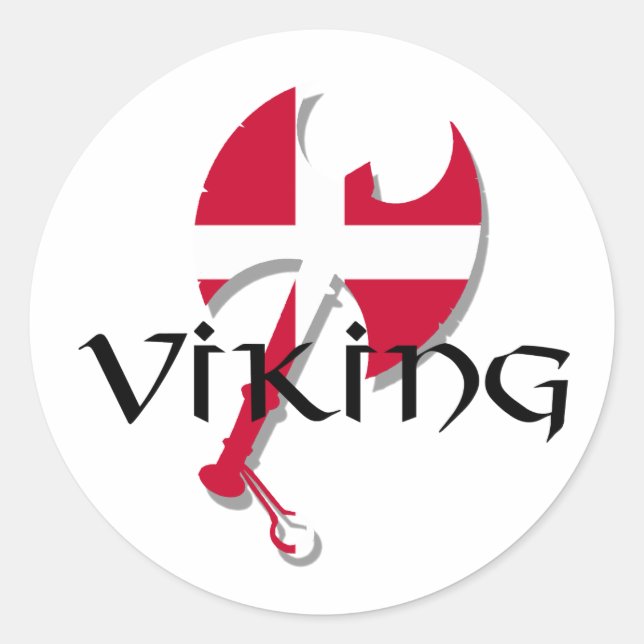 Sticker Rond Drapeau danois Viking Danemark Ax (Devant)