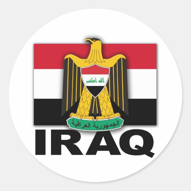 Sticker Rond Drapeau d'armoiries de l'Iraq (Devant)