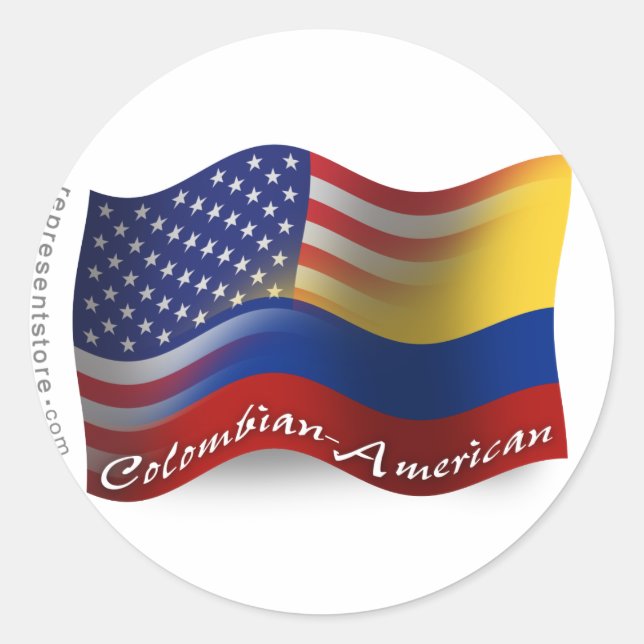Sticker Rond Drapeau d'armure colombienne-américaine (Devant)