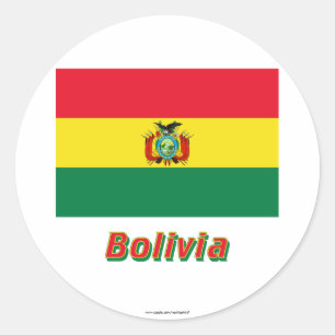 Sticker Rond Drapeau de Bolivie avec nom