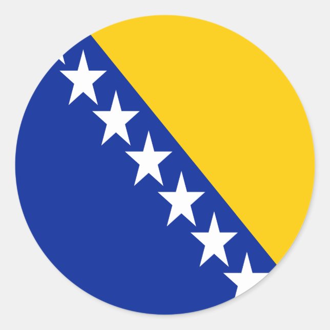 Sticker Rond Drapeau de Bosnie-Herzégovine patriotique (Devant)