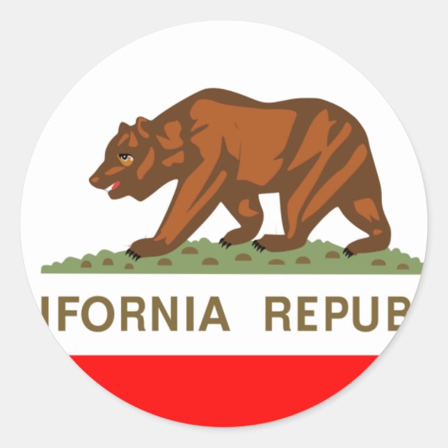 Sticker Rond Drapeau de Californie (Devant)