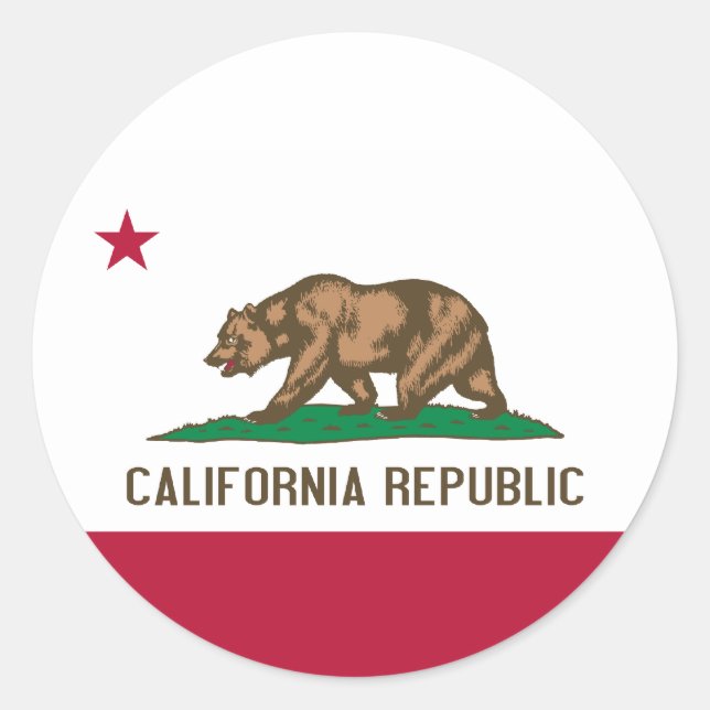 Sticker Rond Drapeau de Californie (Devant)