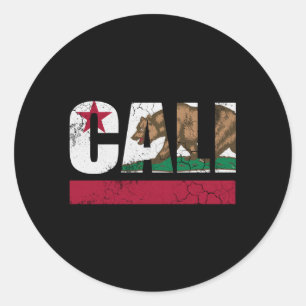 Sticker Rond Drapeau de Californie Cali