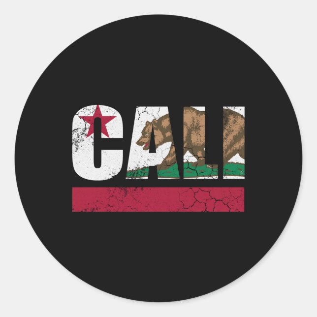 Sticker Rond Drapeau de Californie Cali (Devant)