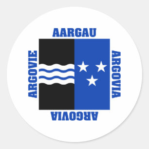 Sticker Rond Drapeau de canton d'Argovie Suisse