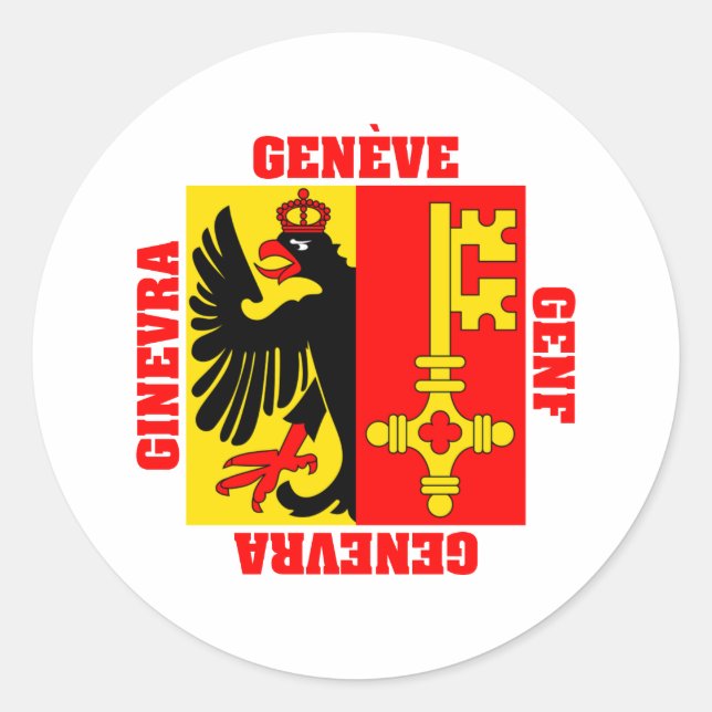 Sticker Rond Drapeau de canton de Genève Suisse (Devant)