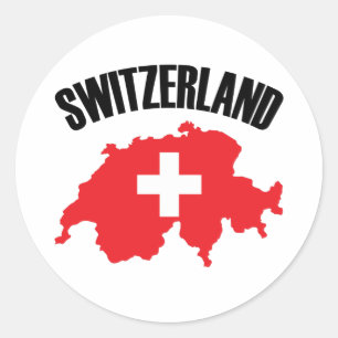 Sticker Rond Drapeau de carte Suisse