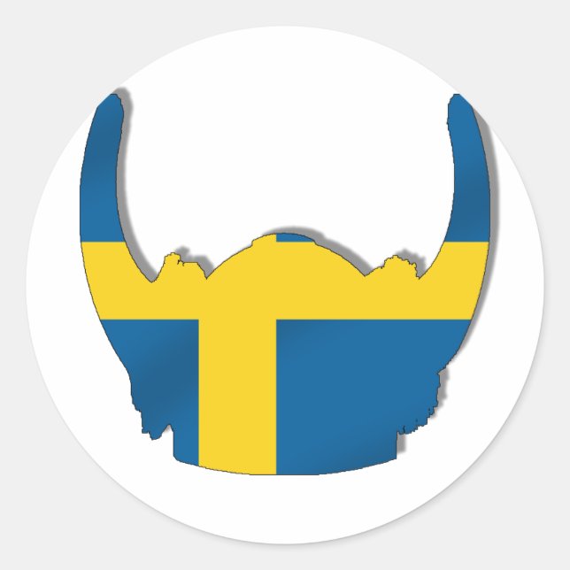 Sticker Rond Drapeau de casque viking suédois (Devant)