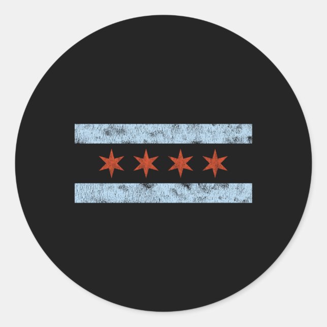 Sticker Rond Drapeau de Chicago (Devant)