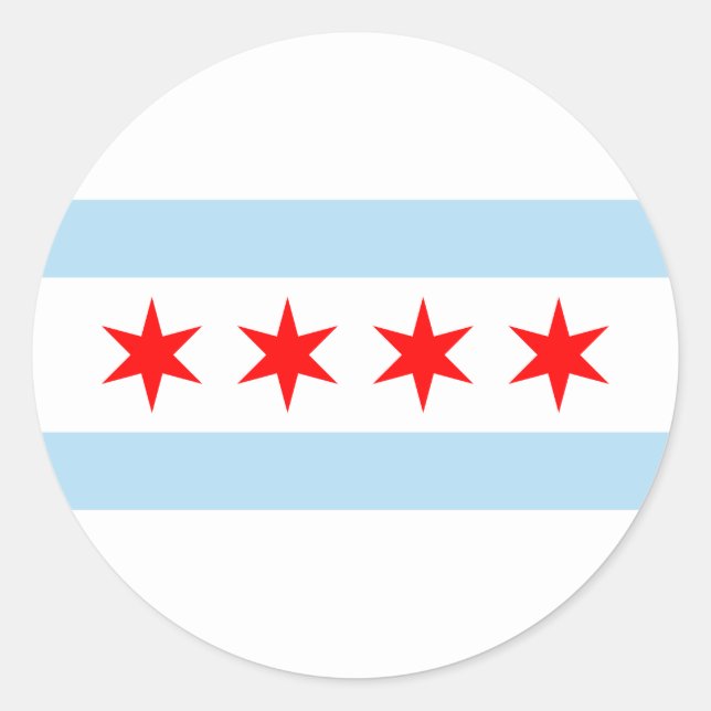 Sticker Rond Drapeau de Chicago (Devant)