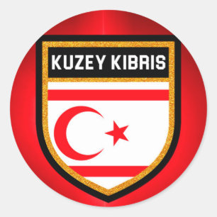 Sticker Rond Drapeau de Chypre du Nord