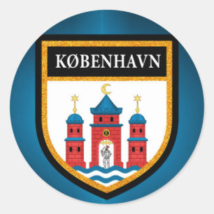 Sticker Rond Drapeau de Copenhague