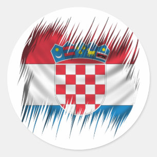 Sticker Rond Drapeau de Croate de défibreurs