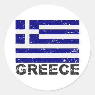 Sticker Rond Drapeau de cru de la Grèce