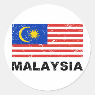 Sticker Rond Drapeau de cru de la Malaisie
