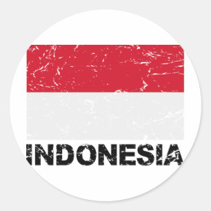 Sticker Rond Drapeau de cru de l'Indonésie