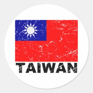 Sticker Rond Drapeau de cru de Taïwan