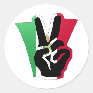 Sticker Rond Drapeau de doigts de paix du Mexique