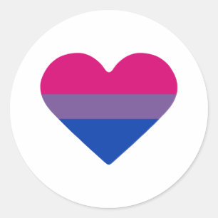 Sticker Rond Drapeau de fierté bisexuel Cœur