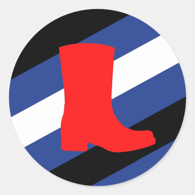 Sticker Rond Drapeau de fierté de bottes (Devant)