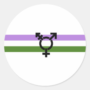 Sticker Rond Drapeau de fierté genderqueer